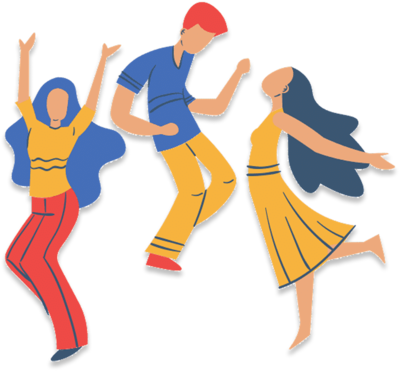 Ilustração de pessoas se divertindo em um bar